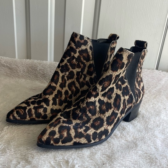 Treasure and bond leopard print faux leather fur ankle booties - Picture 1 of 9
